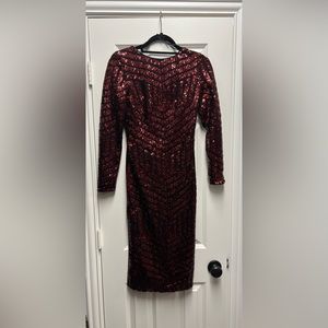 Dress the Population Emery Sequin Stripe Long Sleeve Dress